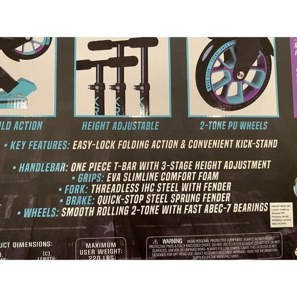 KRUZER 150 FOLDING CRUISER SCOOTER BRAND NEW - NEVER OPENED-  TEAL/BLACK - Picture 4 of 12